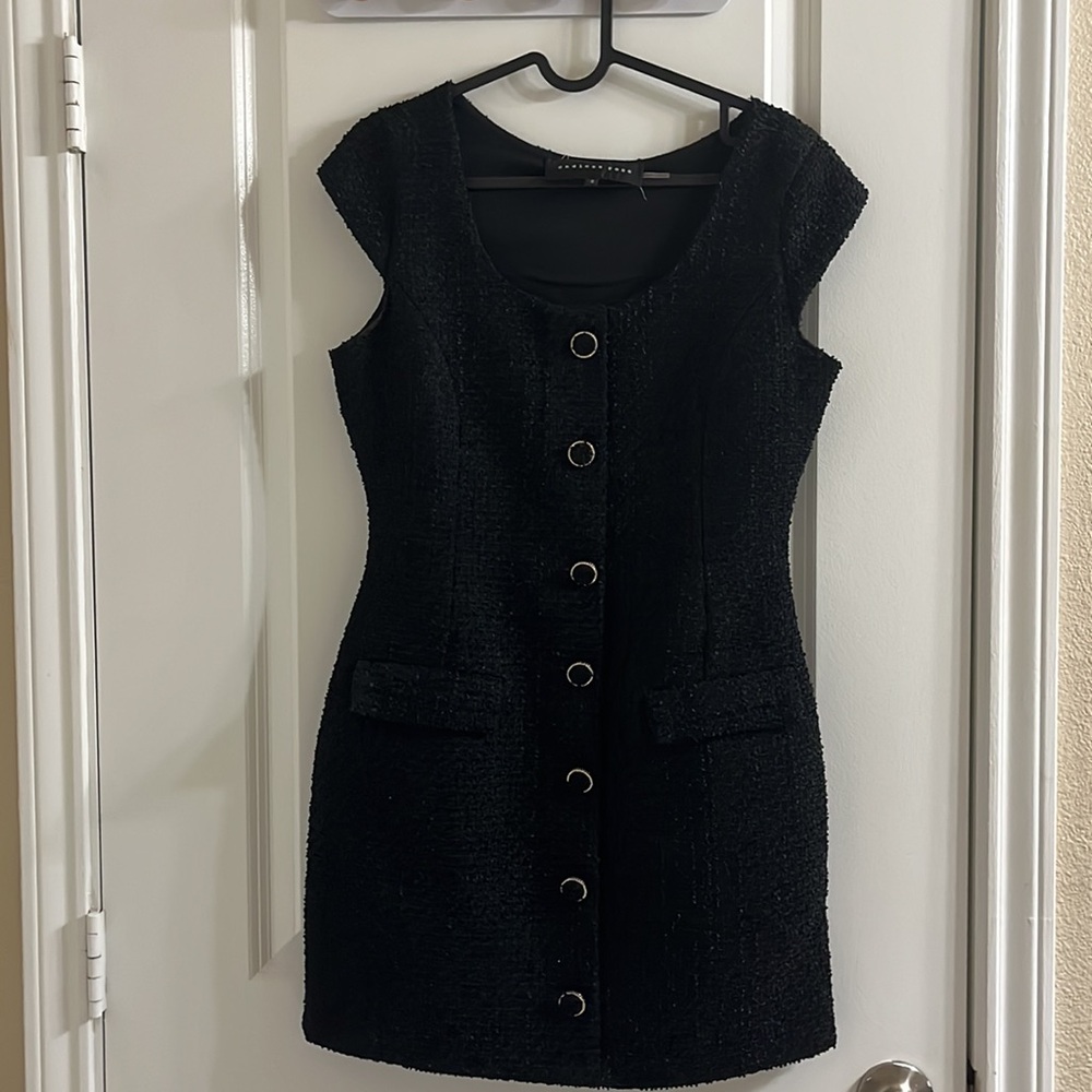 Endless Rose Elegant Tweet Black Mini Dress